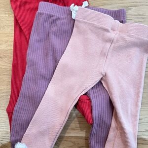 Kids Ribbed Leggings Set - Pink, Purple, and Red